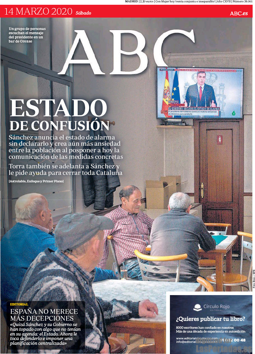 Portada Del Diario ABC Del Día 14/03/2020 – News Europa