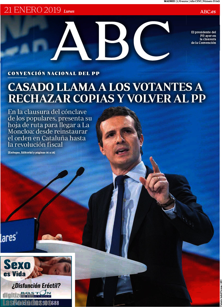 Portada Del Diario ABC Del Día 21/01/2019 – News Europa