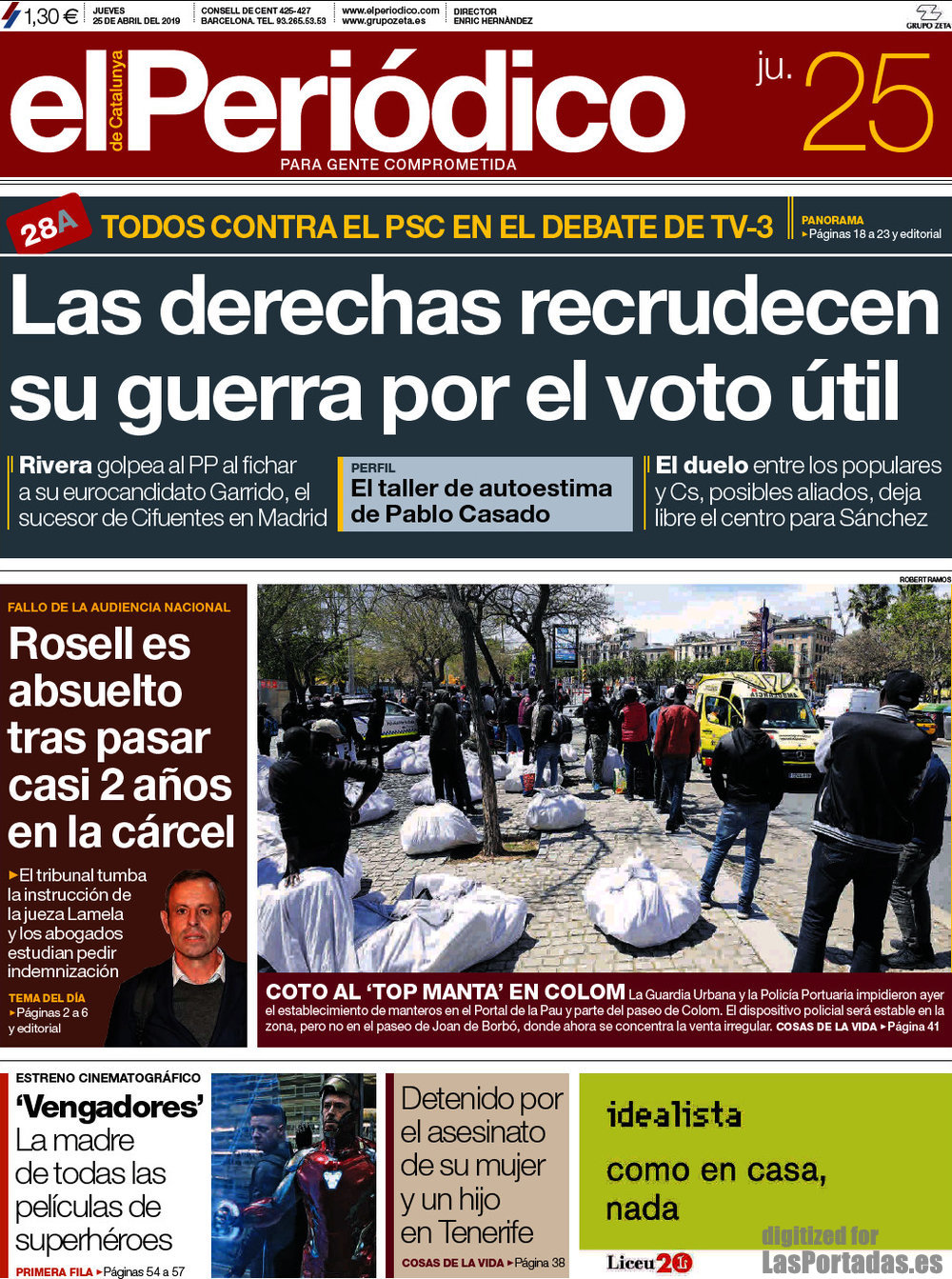 Portada Del Diario El Periódico Del Día 25052019 News Europa