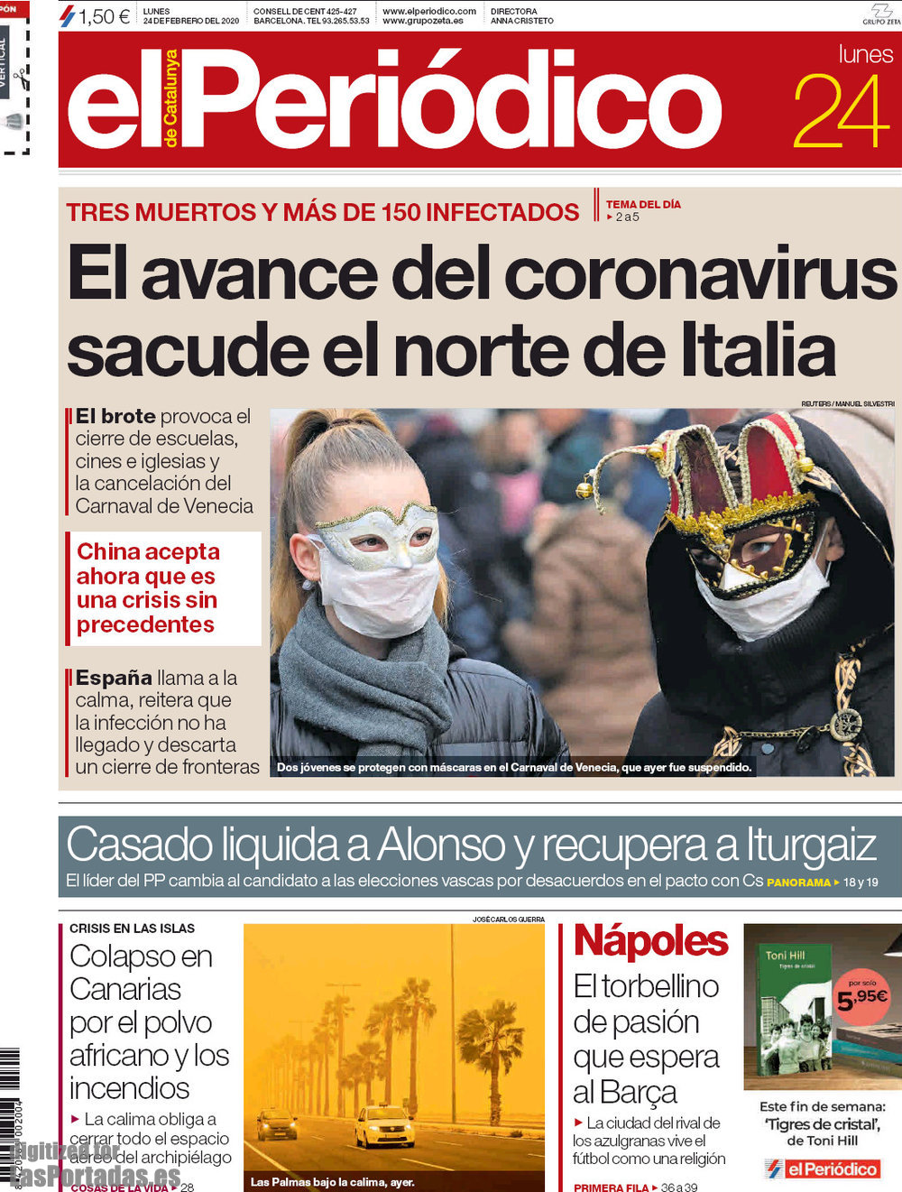 Portada del diario El Periódico del día 24/02/2020 – News Europa