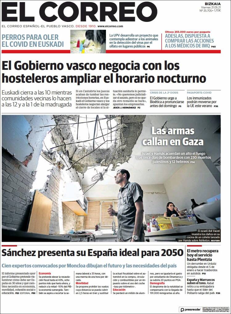 Portada Del Diario EL CORREO Del Día 25/05/2021 – News Europa