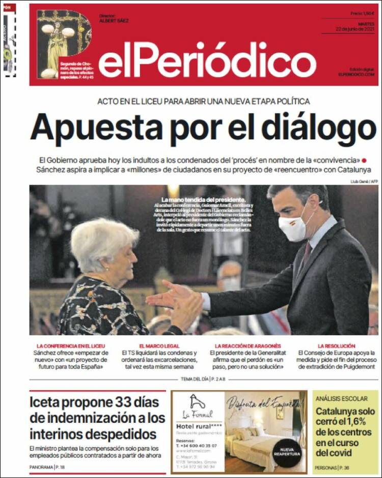 Portada Del Diario El PeriÓdico Del Día 22062021 News Europa