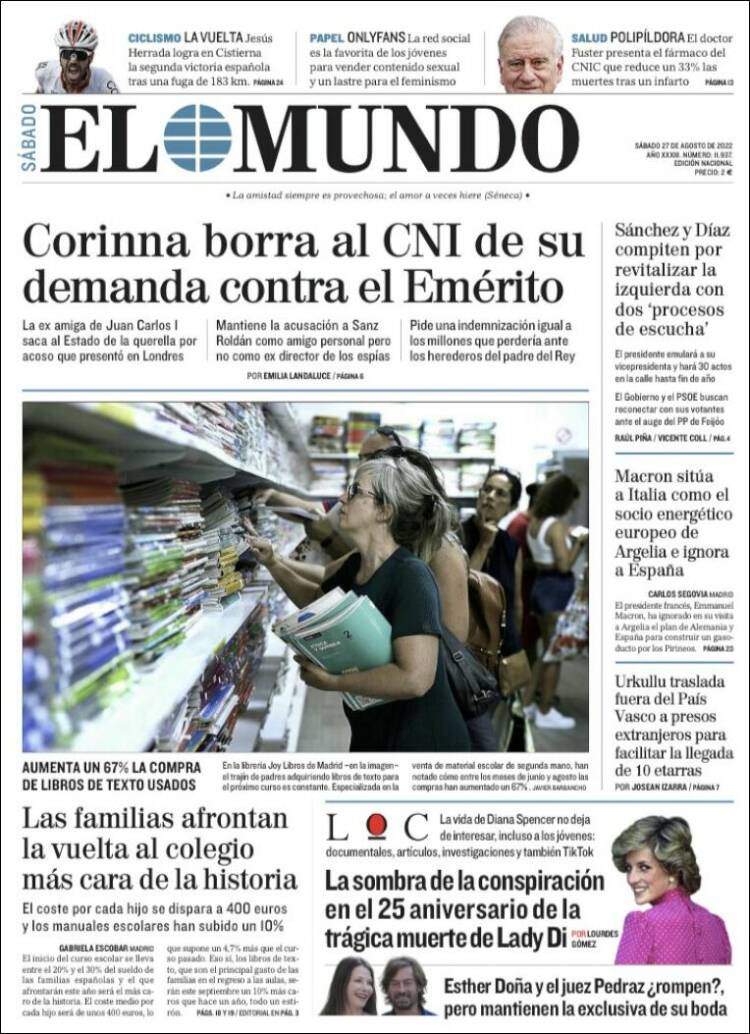 Portada Del Diario El Mundo Del Día 27082022 News Europa 5241