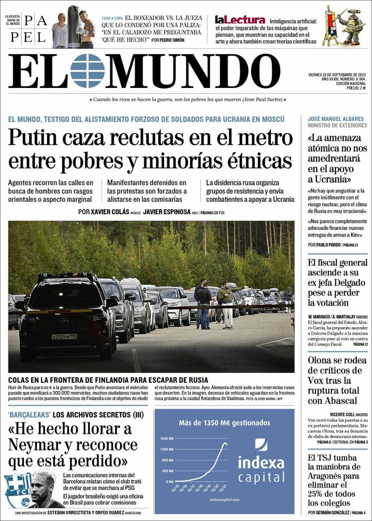 Portada Del Diario El Mundo Del Día 23092022 News Europa 6032