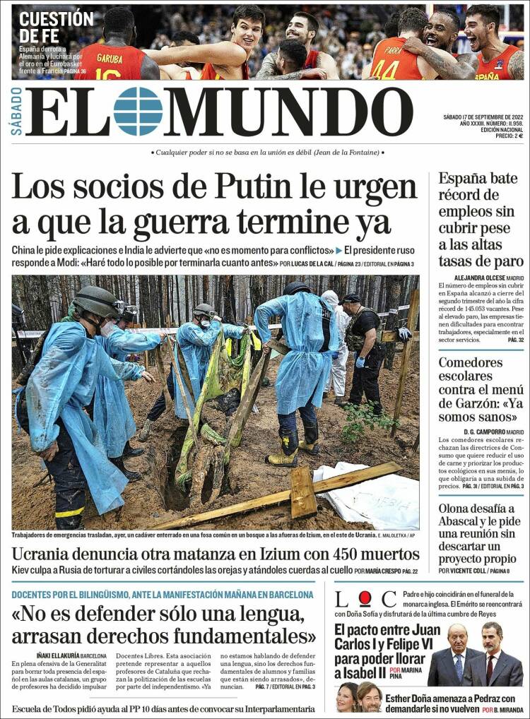 Portada Del Diario El Mundo Del Día 17092022 News Europa 5188