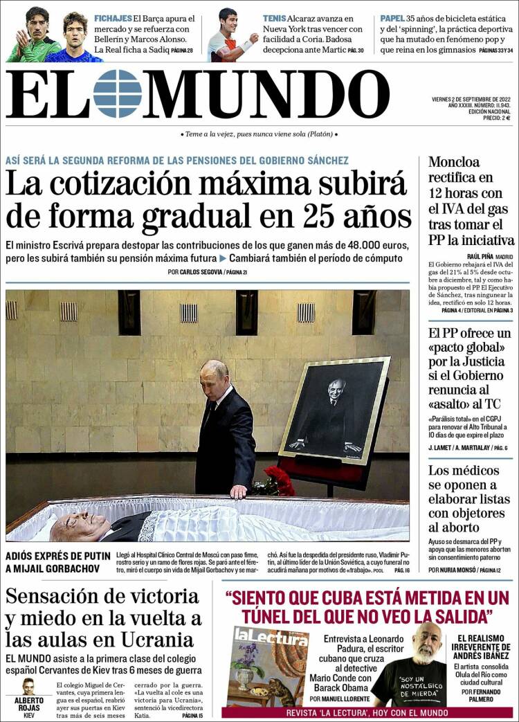 Portada Del Diario El Mundo Del Día 2092022 News Europa 7997