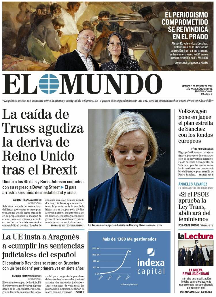 Portada Del Diario El Mundo Del Día 21102022 News Europa 1909