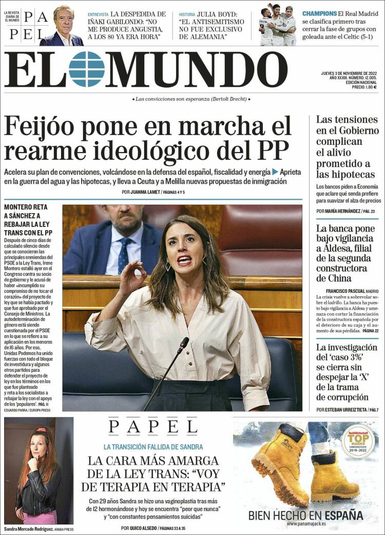 Portada Del Diario El Mundo Del Día 3102022 News Europa 6431