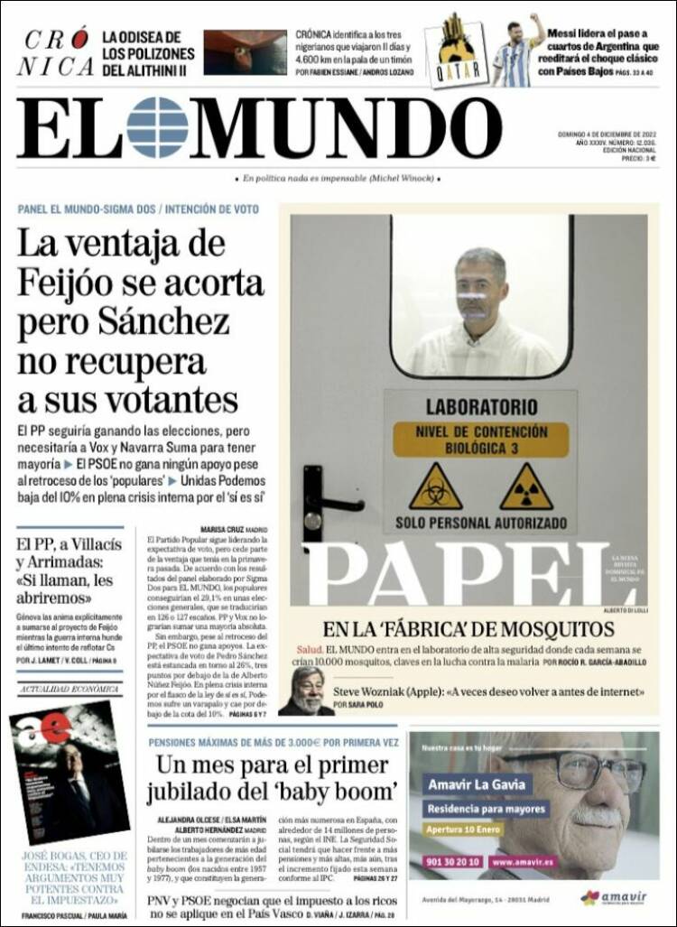 Portada Del Diario El Mundo Del Día 4122022 News Europa 8465