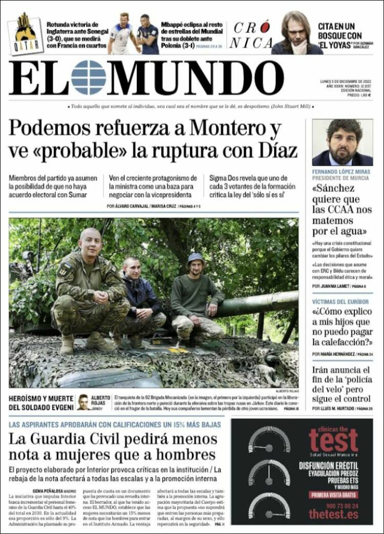 Portada Del Diario El Mundo Del Día 5122022 News Europa 6462