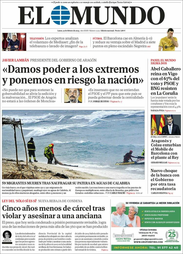 Portada Del Diario El Mundo Del Día 27022023 News Europa 7740