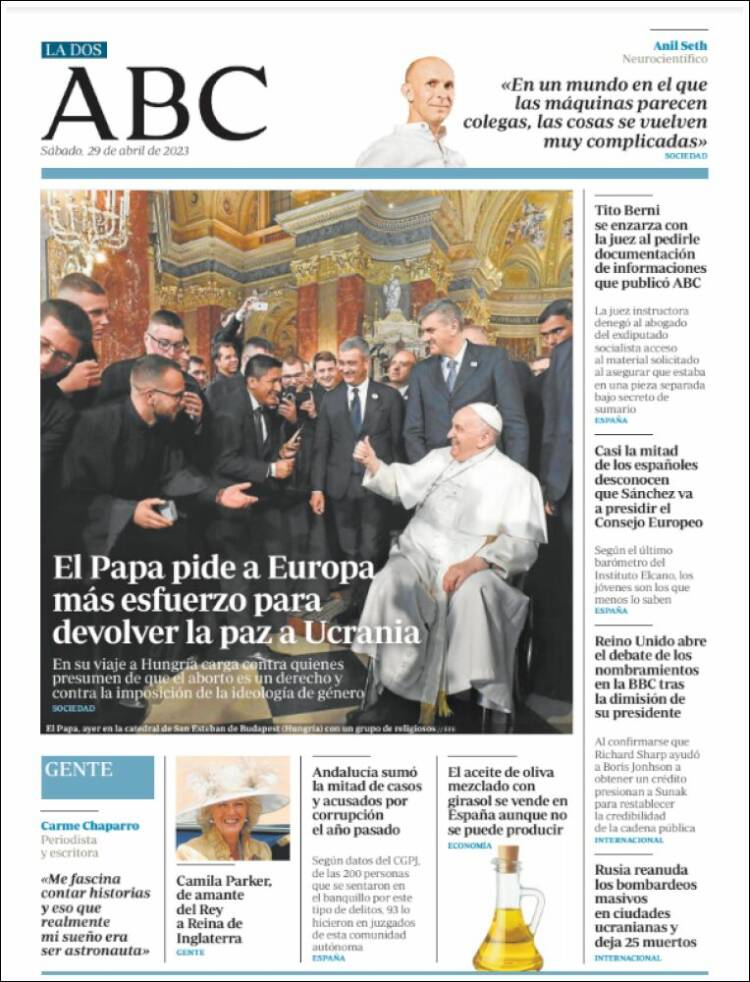 Portada Del Diario ABC Del Día 29/04/2023 – News Europa