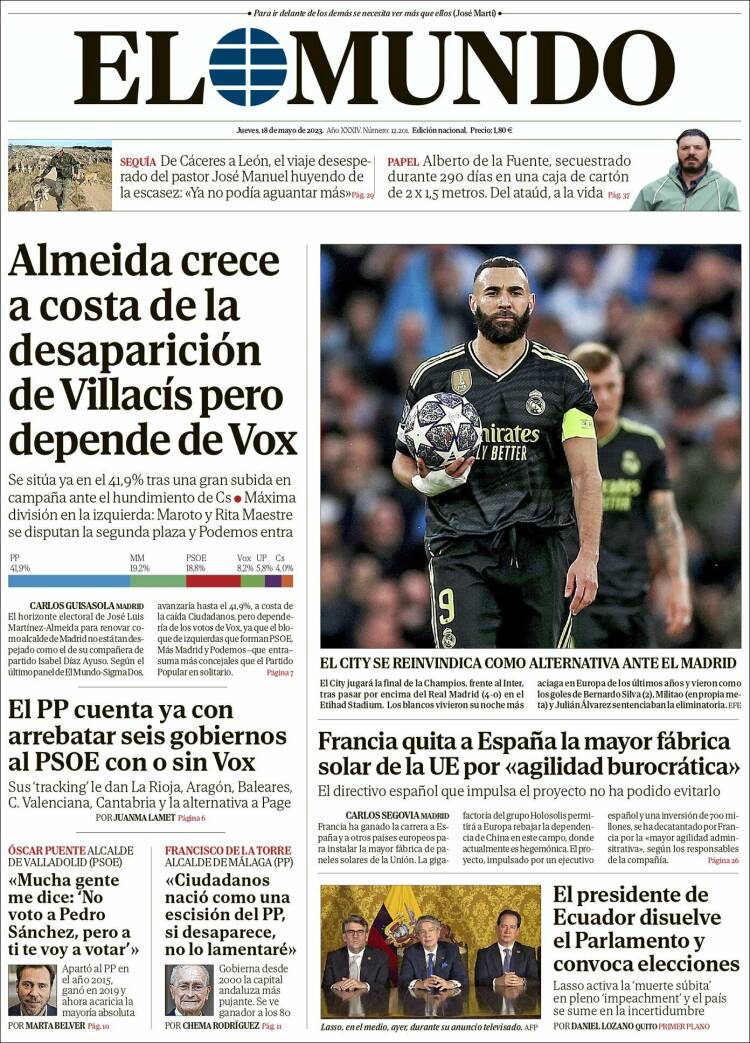 Portada Del Diario El Mundo Del Día 18052023 News Europa 5048