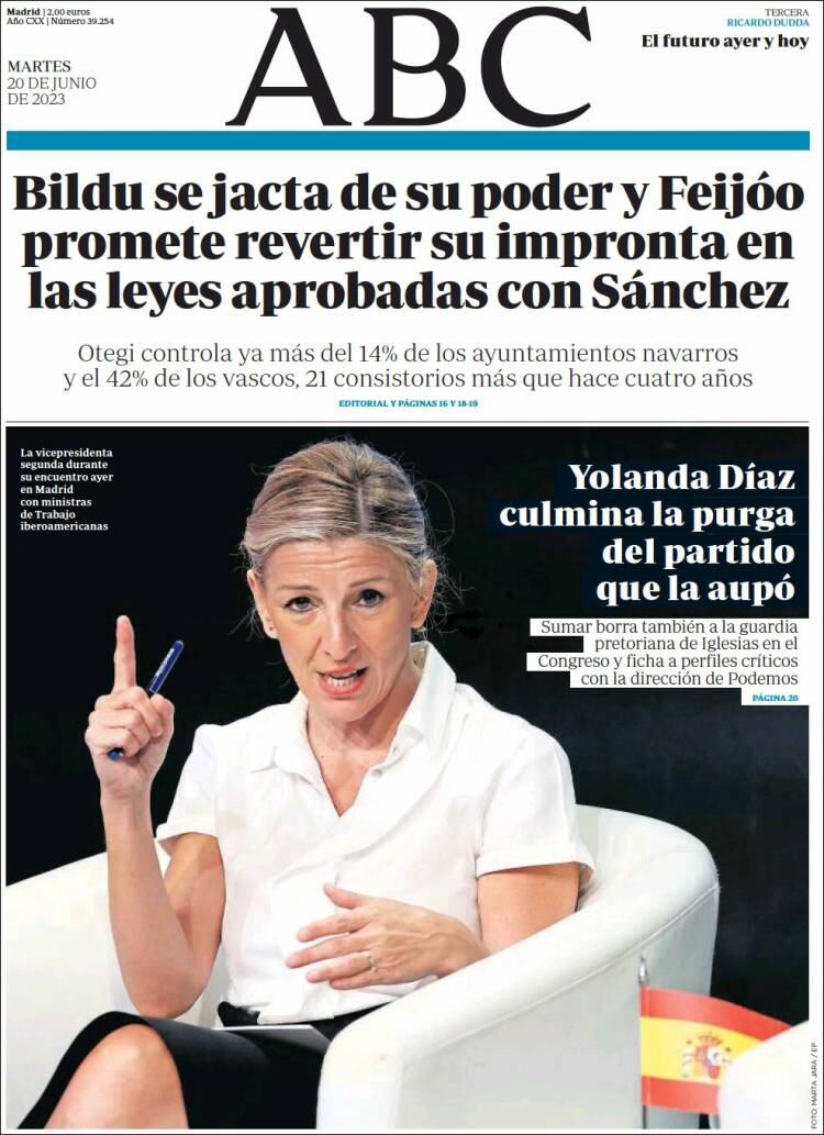 Portada Del Diario ABC Del Día 20/06/2023 – News Europa