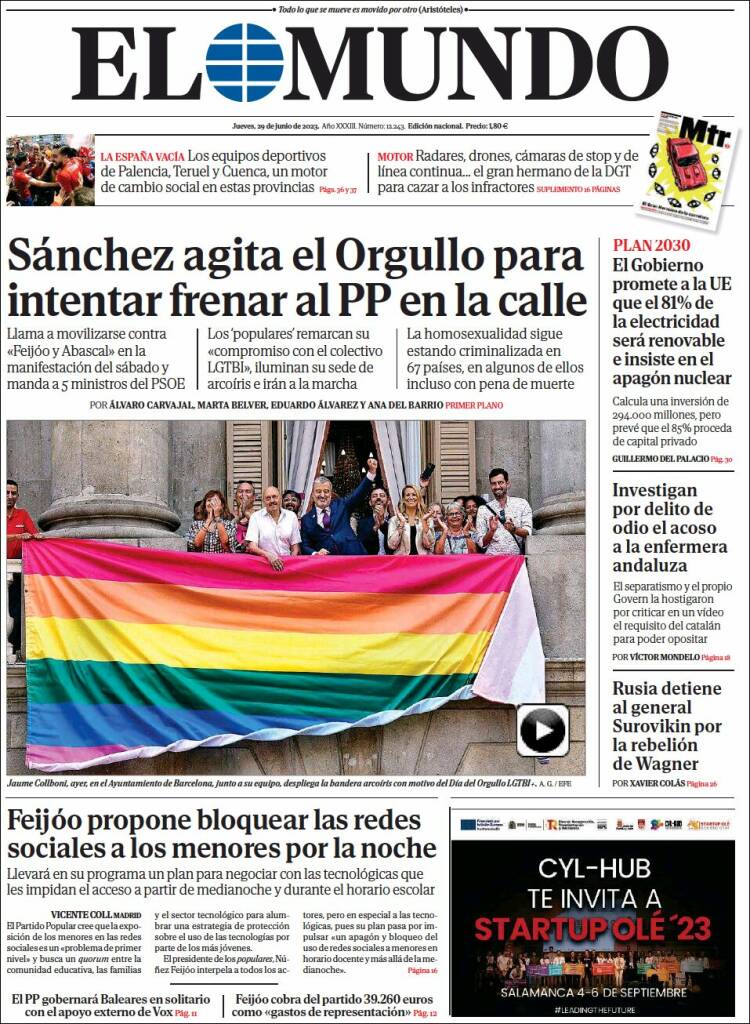 Portada Del Diario El Mundo Del Día 29062023 News Europa 5600