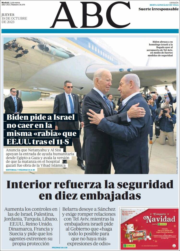 Portada Del Diario ABC Del Día 19/10/2023 – News Europa