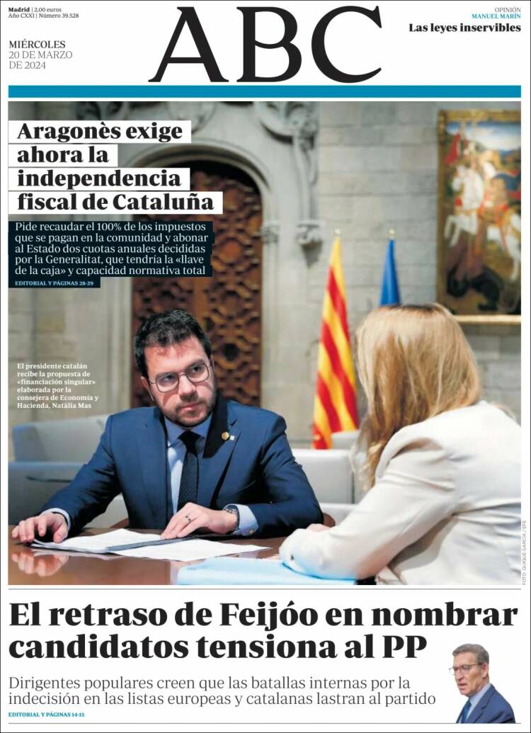 Portada Del Diario ABC Del Día 20/03/2024 – News Europa